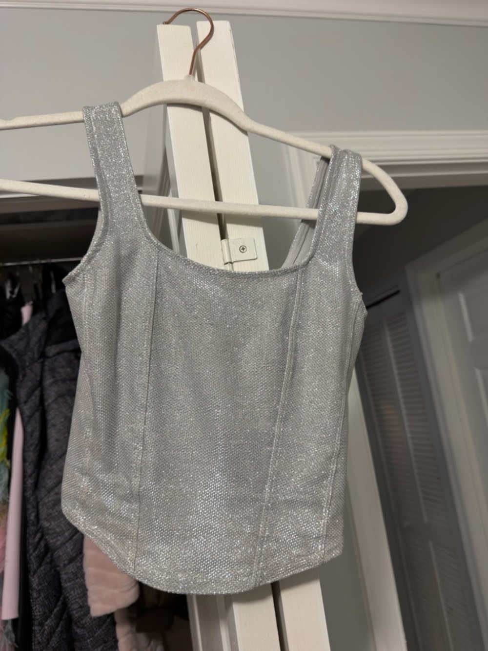 Silver Sparkle Crop Tank and Pants
